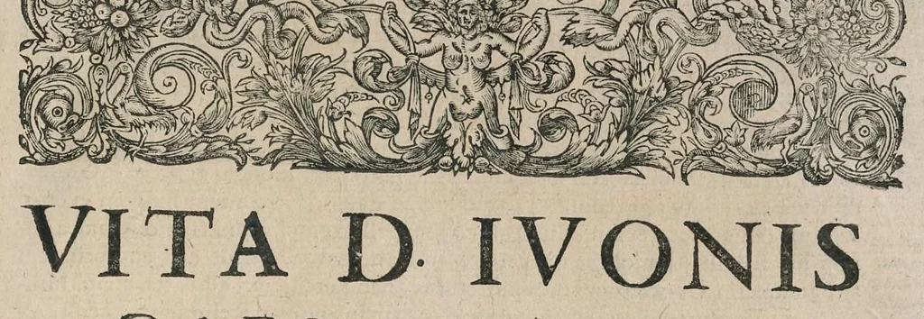 An illustration from D. Ivonis Carnotensis episcopi Opera omnia : in duas partes distributa, prior continet eximium illud decretorum, opus quod decretum Iuonis vulgò nuncupatur ... : posterior complectitur epistolas cum notis doctissimorum viroum Iureti & Soucheti canonic., sermones quibus additi duo ex MSS. Bibliothecae Regiae & Petauianae, et breue chronicon de regibus Francorum : ad haec omnia index copiosissimus : praefixa est huic operi vita authoris .., 1647, leaf 12