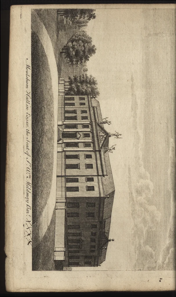An illustration from A new display of the beauties of England, or, A description of the most elegant or magnificent public edifices, royal palaces, noblemen's and gentlemen's seats, and other curiosities, natural or artificial, in different parts of the kingdom : adorned with a variety of copper plate cuts, neatly engraved, 1776, leaf 295