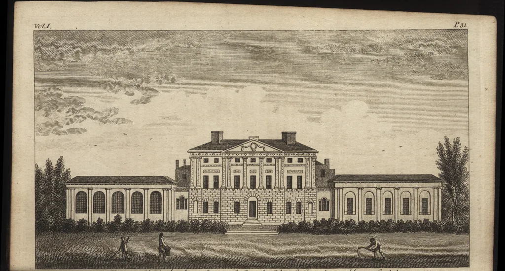 An illustration from A new display of the beauties of England, or, A description of the most elegant or magnificent public edifices, royal palaces, noblemen's and gentlemen's seats, and other curiosities, natural or artificial, in different parts of the kingdom : adorned with a variety of copper plate cuts, neatly engraved, 1776, leaf 75
