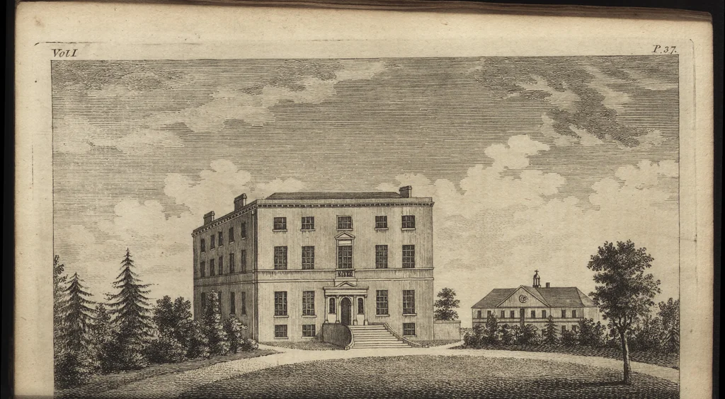 An illustration from A new display of the beauties of England, or, A description of the most elegant or magnificent public edifices, royal palaces, noblemen's and gentlemen's seats, and other curiosities, natural or artificial, in different parts of the kingdom : adorned with a variety of copper plate cuts, neatly engraved, 1776, leaf 87