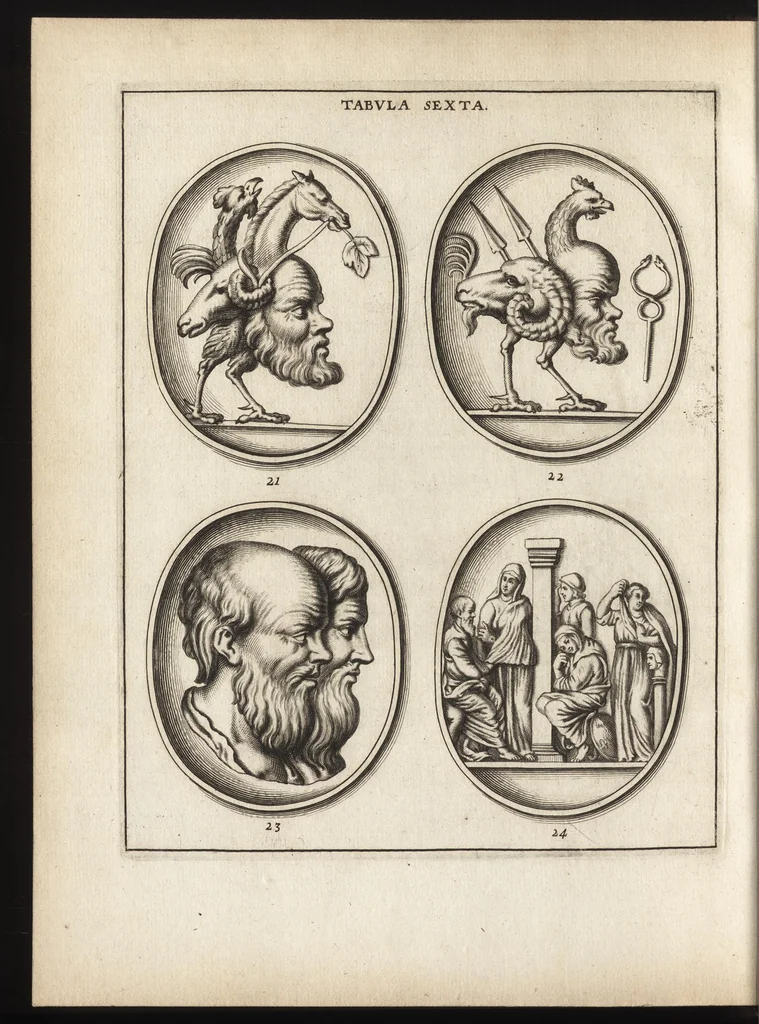 An illustration from Ioannis Chifletii, canonici Tornacensis, Socrates, siue, De gemmis eius imagine coelatis iudicium, 1662, leaf 19