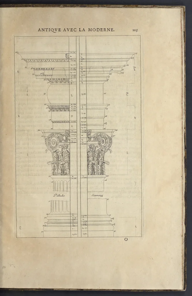 An illustration from Parallèle de l'architectvre antiqve et de la moderne : avec vn recveil des dix principavx avtevrs qui ont écrit des cinq ordres : sçavoir Palladio et Scamozzi, Serlio et Vignola, D. Barbaro et Cataneo, L.B. Alberti et Viola, Bvllant et De Lorme .., 1650, leaf 120