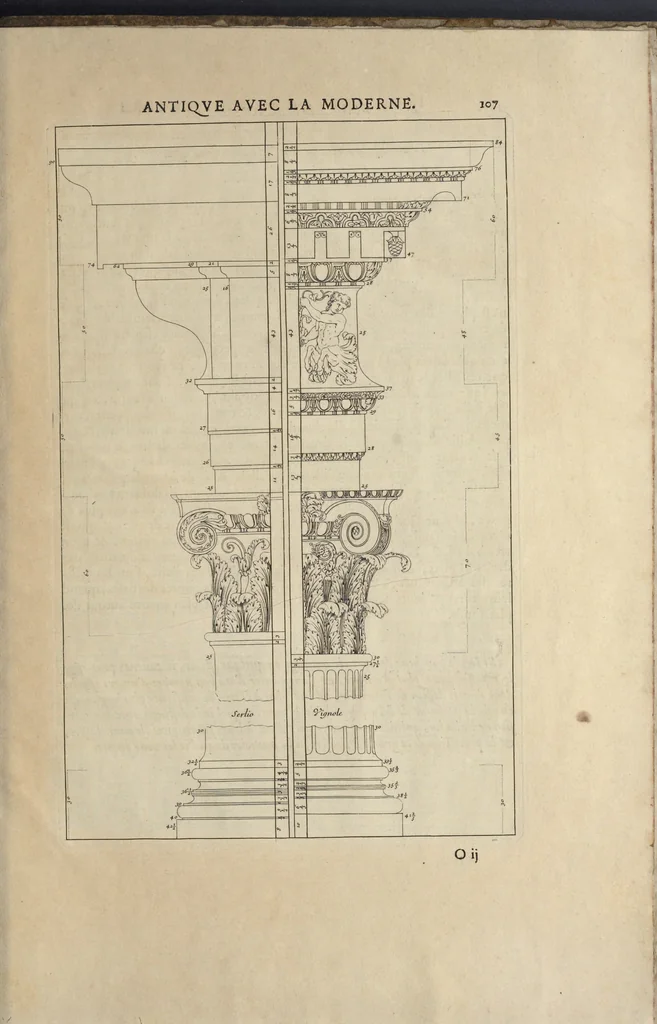 An illustration from Parallèle de l'architectvre antiqve et de la moderne : avec vn recveil des dix principavx avtevrs qui ont écrit des cinq ordres : sçavoir Palladio et Scamozzi, Serlio et Vignola, D. Barbaro et Cataneo, L.B. Alberti et Viola, Bvllant et De Lorme .., 1650, leaf 122