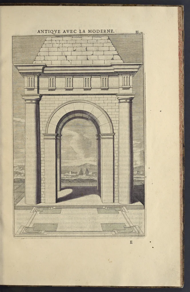 An illustration from Parallèle de l'architectvre antiqve et de la moderne : avec vn recveil des dix principavx avtevrs qui ont écrit des cinq ordres : sçavoir Palladio et Scamozzi, Serlio et Vignola, D. Barbaro et Cataneo, L.B. Alberti et Viola, Bvllant et De Lorme .., 1650, leaf 48