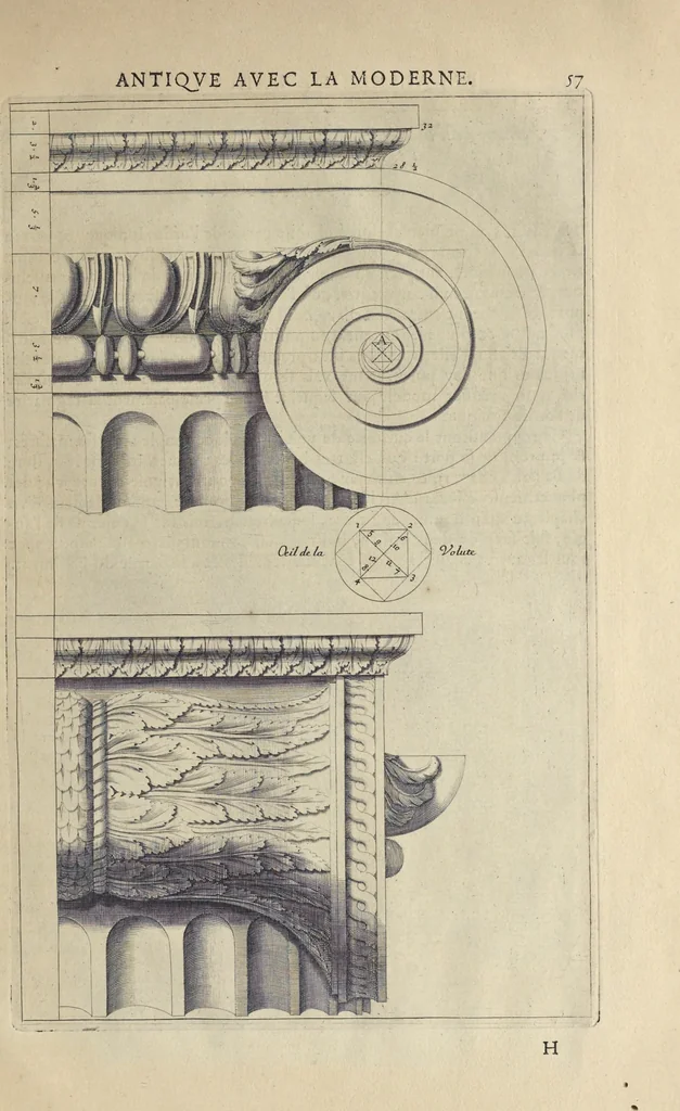 An illustration from Parallèle de l'architectvre antiqve et de la moderne : avec vn recveil des dix principavx avtevrs qui ont écrit des cinq ordres : sçavoir Palladio et Scamozzi, Serlio et Vignola, D. Barbaro et Cataneo, L.B. Alberti et Viola, Bvllant et De Lorme .., 1650, leaf 72