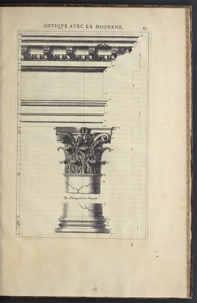 An illustration from Parallèle de l'architectvre antiqve et de la moderne : avec vn recveil des dix principavx avtevrs qui ont écrit des cinq ordres : sçavoir Palladio et Scamozzi, Serlio et Vignola, D. Barbaro et Cataneo, L.B. Alberti et Viola, Bvllant et De Lorme .., 1650, leaf 80