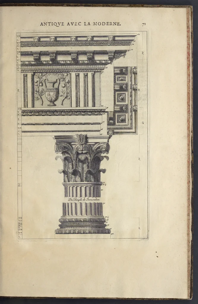 An illustration from Parallèle de l'architectvre antiqve et de la moderne : avec vn recveil des dix principavx avtevrs qui ont écrit des cinq ordres : sçavoir Palladio et Scamozzi, Serlio et Vignola, D. Barbaro et Cataneo, L.B. Alberti et Viola, Bvllant et De Lorme .., 1650, leaf 86