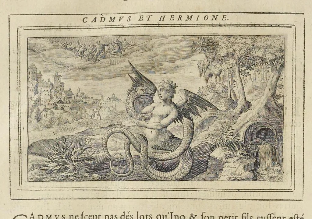 An illustration from Les Metamorphoses d'Ouide : de nouueau traduites en françois, et enrichies de figures chacune selon son subiet : avec XV discours, contenans l'explication morale des fables, 1621, leaf 131