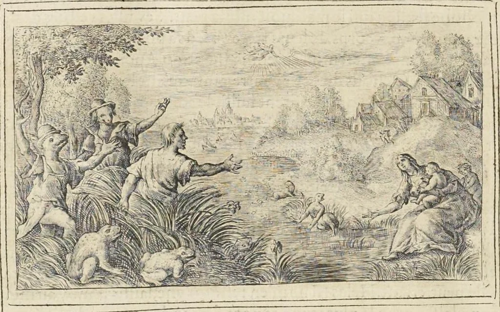 An illustration from Les Metamorphoses d'Ouide : de nouueau traduites en françois, et enrichies de figures chacune selon son subiet : avec XV discours, contenans l'explication morale des fables, 1621, leaf 173