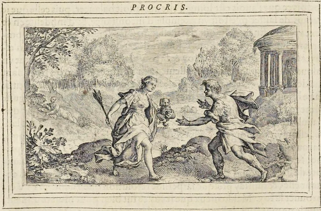 An illustration from Les Metamorphoses d'Ouide : de nouueau traduites en françois, et enrichies de figures chacune selon son subiet : avec XV discours, contenans l'explication morale des fables, 1621, leaf 211