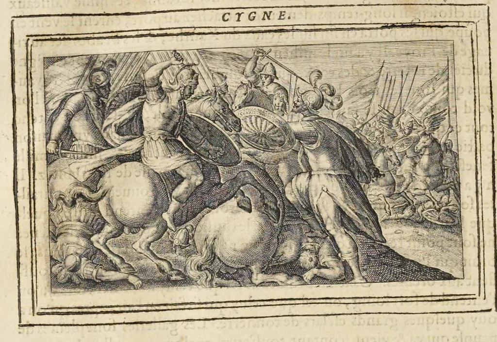 An illustration from Les Metamorphoses d'Ouide : de nouueau traduites en françois, et enrichies de figures chacune selon son subiet : avec XV discours, contenans l'explication morale des fables, 1621, leaf 335