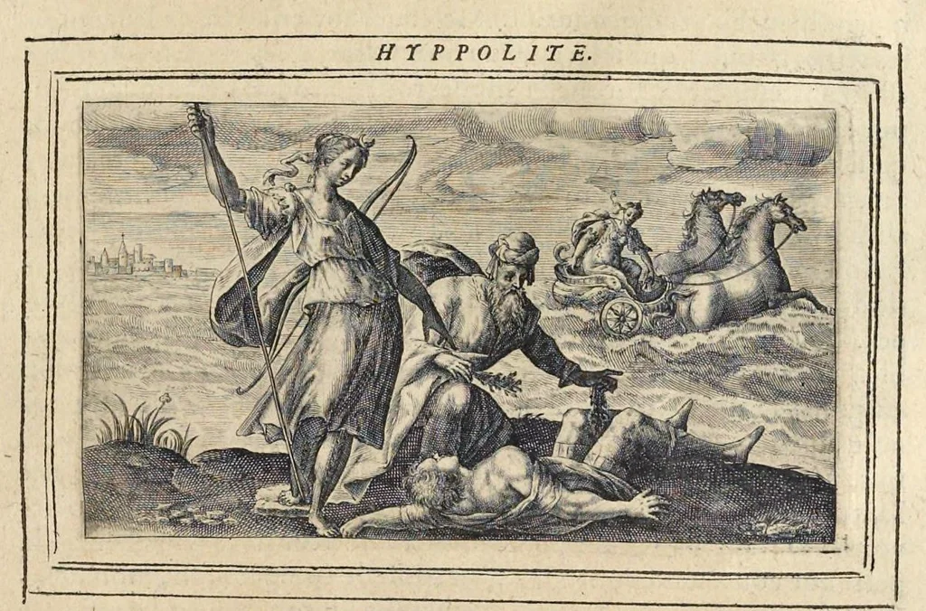 An illustration from Les Metamorphoses d'Ouide : de nouueau traduites en françois, et enrichies de figures chacune selon son subiet : avec XV discours, contenans l'explication morale des fables, 1621, leaf 432