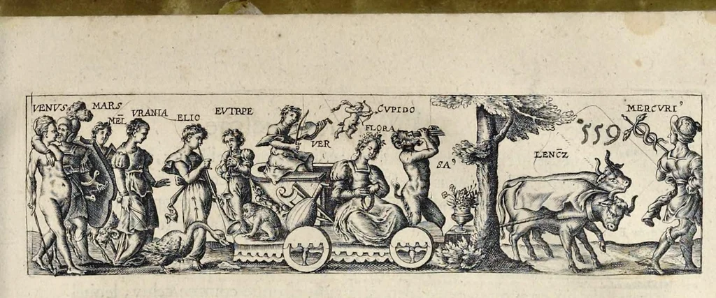 An illustration from Les Metamorphoses d'Ouide : de nouueau traduites en françois, et enrichies de figures chacune selon son subiet : avec XV discours, contenans l'explication morale des fables, 1621, leaf 576