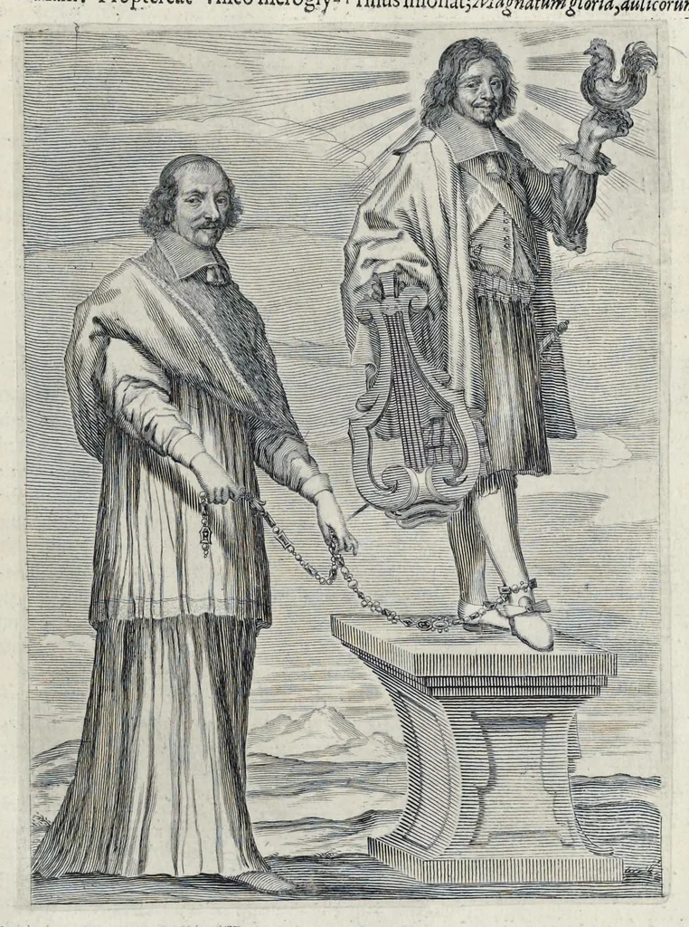An illustration from Aquila inter lilia, sub qua Francorum Caesarum a Carolo Magno vsque ad Conradum Imperatorem Occidentis X. elogiis, hieroglyphicis, numismatibus, insignibus, symbolis, fasta exarantur : opus omnibus absolutum númeris, vt hodiernis veteres locupletati annales cuiuslibet herois, cuius facinora inclusum thema exornant, vitam, effigiem, hieroglyphicum, symbola exhibeant, 1671, leaf 358
