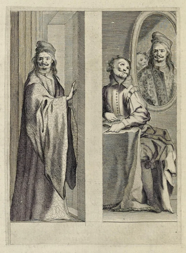 An illustration from Aquila inter lilia, sub qua Francorum Caesarum a Carolo Magno vsque ad Conradum Imperatorem Occidentis X. elogiis, hieroglyphicis, numismatibus, insignibus, symbolis, fasta exarantur : opus omnibus absolutum númeris, vt hodiernis veteres locupletati annales cuiuslibet herois, cuius facinora inclusum thema exornant, vitam, effigiem, hieroglyphicum, symbola exhibeant, 1671, leaf 367