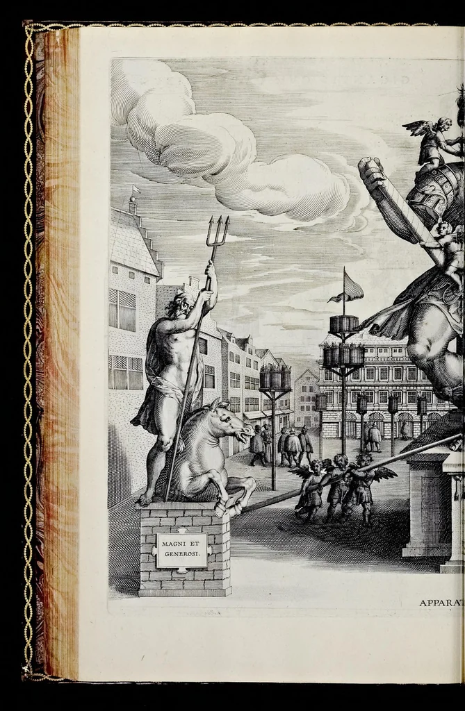 An illustration from Historica narratio profectionis et inavgvrationis serenissimorvm Belgii principvm Alberti et Isabellæ, Avstriæ archidvcvm : et eorum optatissimi in Belgium aduentus, rerumque gestarum et memorabilium, gratulationum, apparatuum, et spectaculorum in ipsorum susceptione et inavgvratione hactenus editorum accurata descriptio, 1602, leaf 277