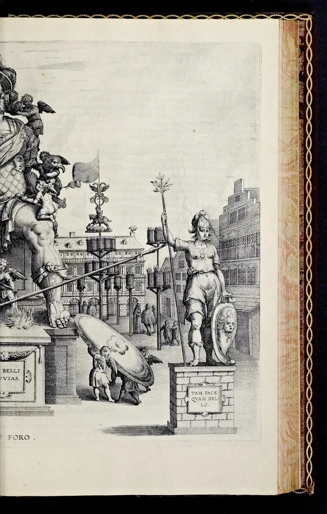 An illustration from Historica narratio profectionis et inavgvrationis serenissimorvm Belgii principvm Alberti et Isabellæ, Avstriæ archidvcvm : et eorum optatissimi in Belgium aduentus, rerumque gestarum et memorabilium, gratulationum, apparatuum, et spectaculorum in ipsorum susceptione et inavgvratione hactenus editorum accurata descriptio, 1602, leaf 278
