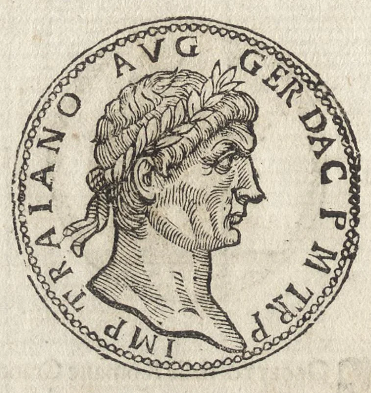 An illustration from Ritratto di Roma antica : formato nuouamente : con le auttorità, di Bartolomeo Marliani, del P. Alessandro Donati, di Famiano Nardini, e d'altri celebri antiquarij, accennati nell' epistola al lettore : nel quale, si descriuono gli archi, aquedotti, basiliche ... & altri edificij Romani : adornato di moltissime figure in rame, di varie medaglie, e di curiose notitie istoriche, 1689, leaf 427