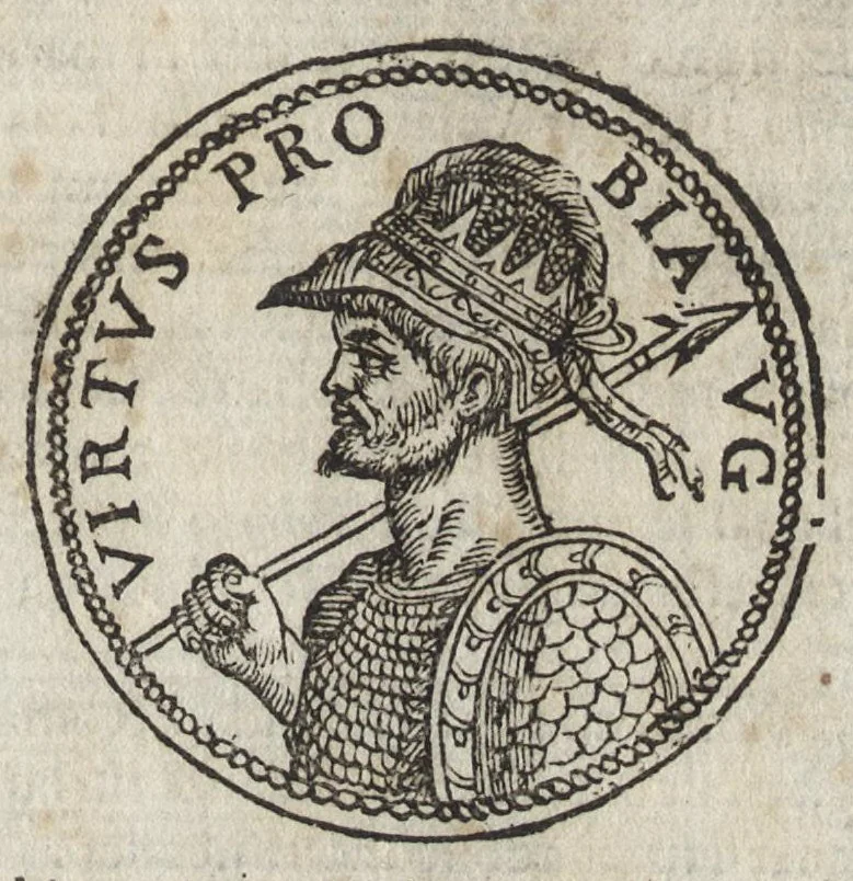 An illustration from Ritratto di Roma antica : formato nuouamente : con le auttorità, di Bartolomeo Marliani, del P. Alessandro Donati, di Famiano Nardini, e d'altri celebri antiquarij, accennati nell' epistola al lettore : nel quale, si descriuono gli archi, aquedotti, basiliche ... & altri edificij Romani : adornato di moltissime figure in rame, di varie medaglie, e di curiose notitie istoriche, 1689, leaf 452