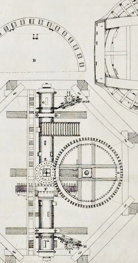 An illustration from Architectura mechanica : moole boek of eenige opstalle van moolens neffens haare gronden etc., 1692, leaf 15