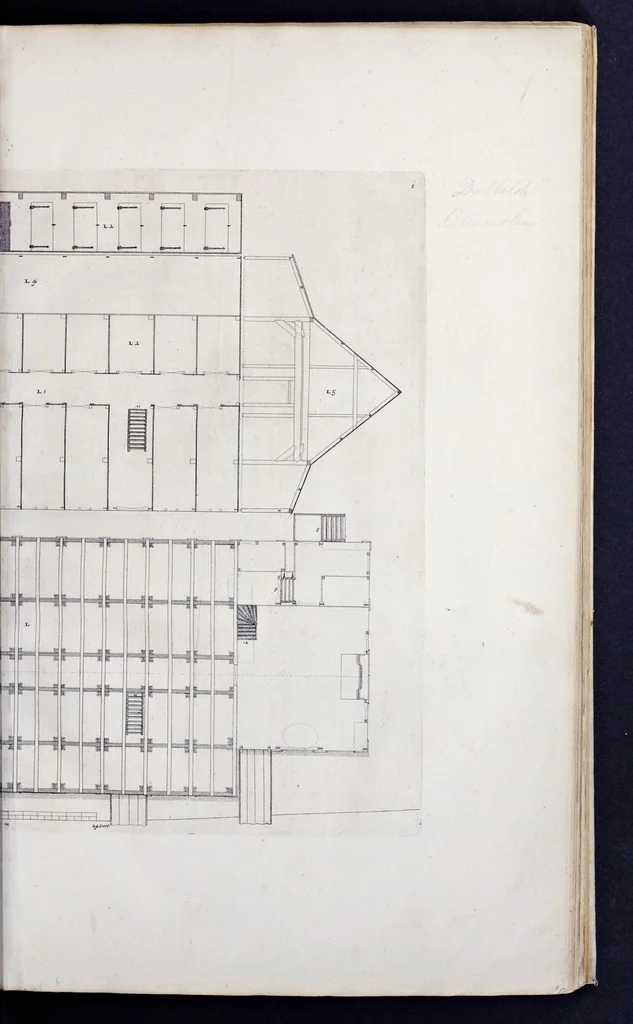An illustration from Architectura mechanica : moole boek of eenige opstalle van moolens neffens haare gronden etc., 1692, leaf 16