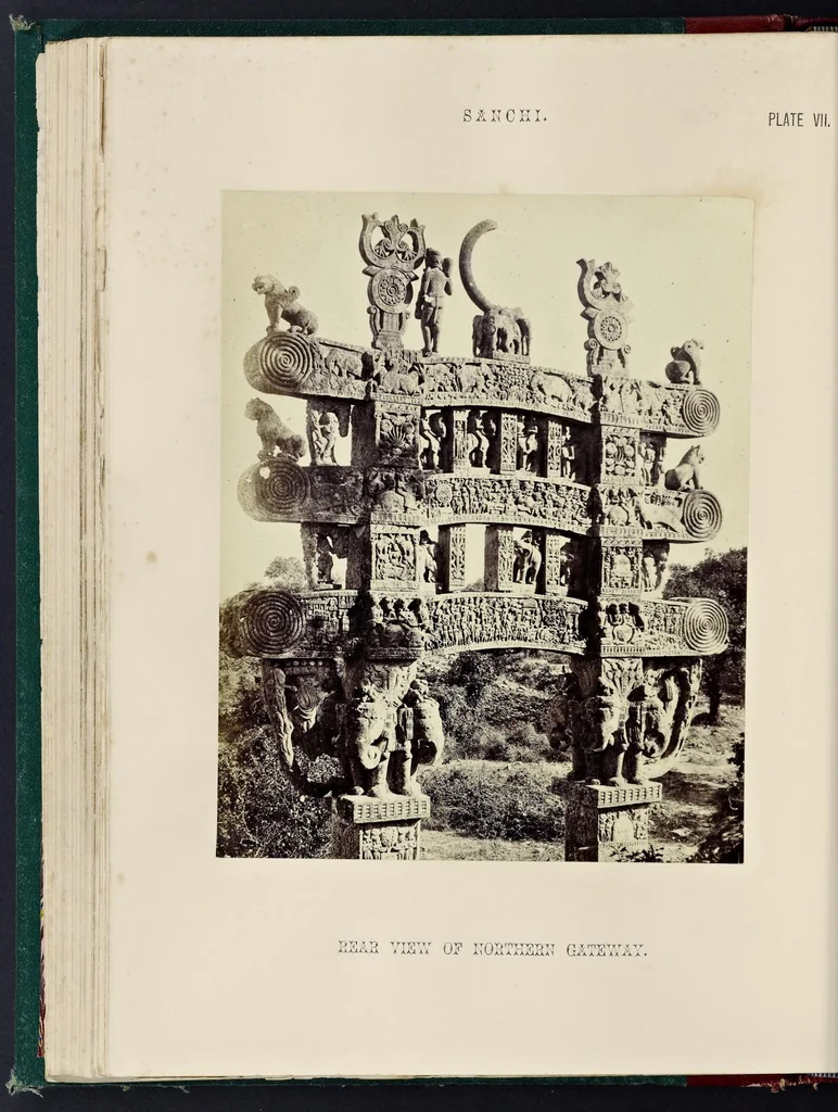 An illustration from Tree and serpent worship, or, Illustrations of mythology and art in India in the first and fourth centuries after Christ : from the sculptures of the Buddhist topes at Sanchi and Amravati, 1868, leaf 133