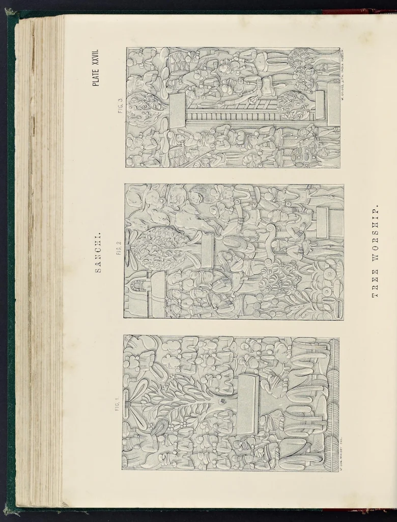 An illustration from Tree and serpent worship, or, Illustrations of mythology and art in India in the first and fourth centuries after Christ : from the sculptures of the Buddhist topes at Sanchi and Amravati, 1868, leaf 193