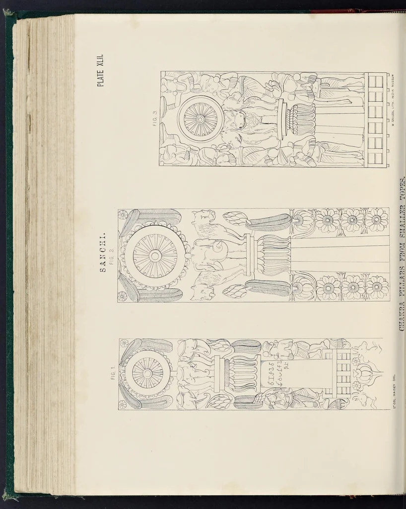 An illustration from Tree and serpent worship, or, Illustrations of mythology and art in India in the first and fourth centuries after Christ : from the sculptures of the Buddhist topes at Sanchi and Amravati, 1868, leaf 249