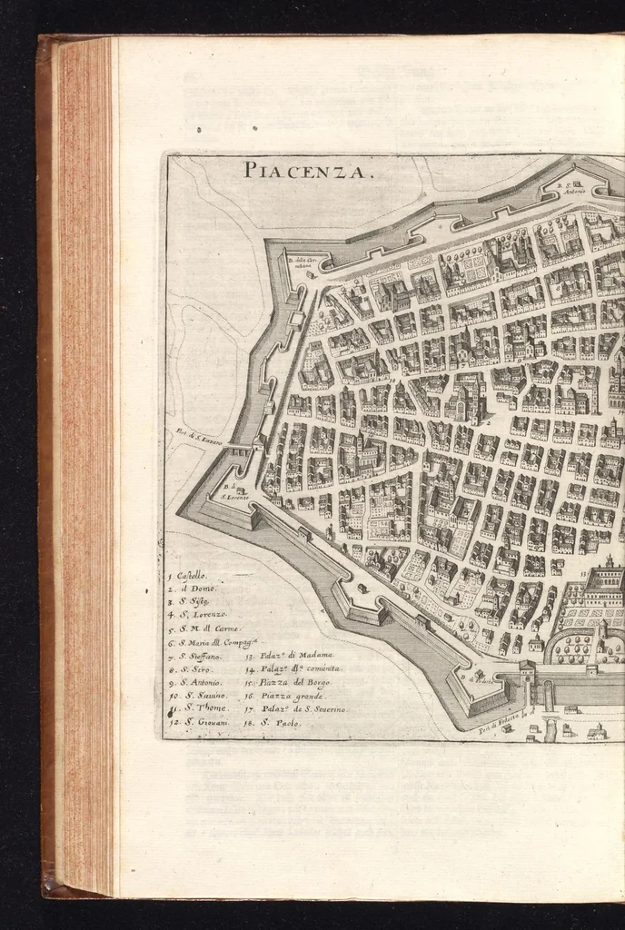 An illustration from Topographia Italiæ : das ist, warhaffte und curiöse Beschreibung von gantz Italien, ... deme beygefügt eine kurtze und aussführliche Beschreibung derer im Königreich Morea befinden vornehmsten Städte und Plätze ... alles auss denem bewährtesten, alten und neuen Scribenten, mit netten Kupffer-Abbildungen aller hauptsächlichsten Städte, Fürstl. und anderer Palläste wie auch accuraten und künstlichen Land-Karten aussgefertiget und zumersten mal heraus gegeben : nebst einem vollständigen Register, 1688, leaf 229