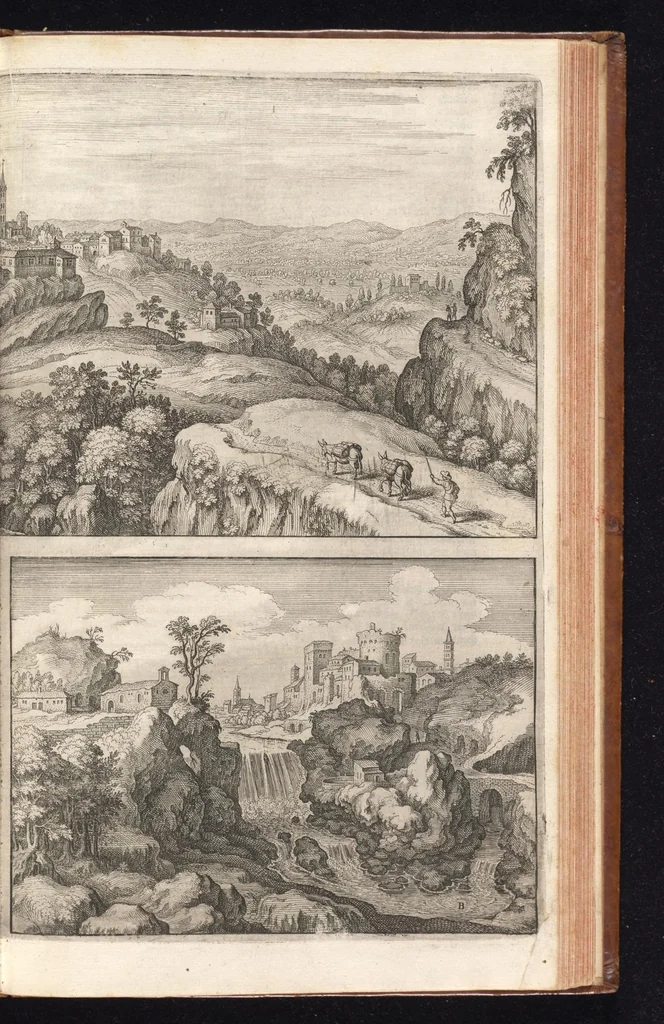 An illustration from Topographia Italiæ : das ist, warhaffte und curiöse Beschreibung von gantz Italien, ... deme beygefügt eine kurtze und aussführliche Beschreibung derer im Königreich Morea befinden vornehmsten Städte und Plätze ... alles auss denem bewährtesten, alten und neuen Scribenten, mit netten Kupffer-Abbildungen aller hauptsächlichsten Städte, Fürstl. und anderer Palläste wie auch accuraten und künstlichen Land-Karten aussgefertiget und zumersten mal heraus gegeben : nebst einem vollständigen Register, 1688, leaf 308