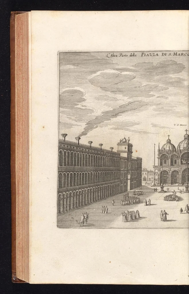 An illustration from Topographia Italiæ : das ist, warhaffte und curiöse Beschreibung von gantz Italien, ... deme beygefügt eine kurtze und aussführliche Beschreibung derer im Königreich Morea befinden vornehmsten Städte und Plätze ... alles auss denem bewährtesten, alten und neuen Scribenten, mit netten Kupffer-Abbildungen aller hauptsächlichsten Städte, Fürstl. und anderer Palläste wie auch accuraten und künstlichen Land-Karten aussgefertiget und zumersten mal heraus gegeben : nebst einem vollständigen Register, 1688, leaf 327