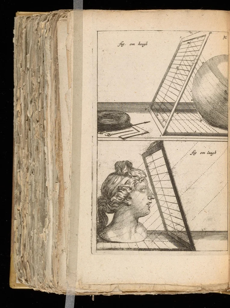 An illustration from Algemeen middel tot de practijck der doorzight-kunde op tafereelen : of regel-lose buytengedaenten : mitsgaders eenige bezonderheden, nopende dees kunst, en die der plaet-snijdingh, 1664, leaf 123