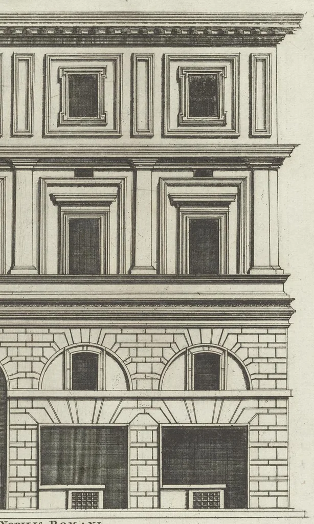 An illustration from Palatiorum Romanorum à celeberrimis sui aevi architectis erectorum pars prima[-tertia], 1694, leaf 100