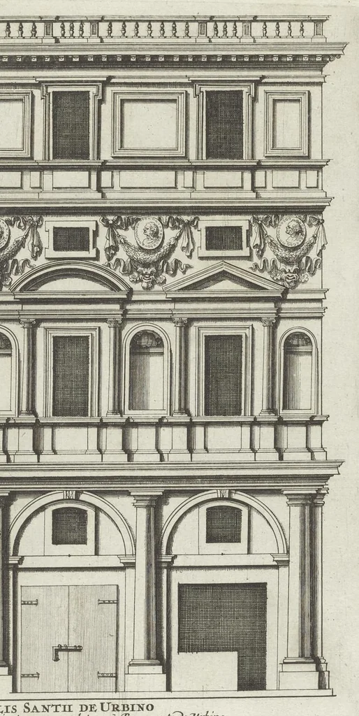 An illustration from Palatiorum Romanorum à celeberrimis sui aevi architectis erectorum pars prima[-tertia], 1694, leaf 104