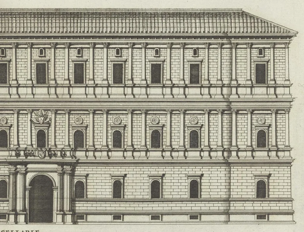 An illustration from Palatiorum Romanorum à celeberrimis sui aevi architectis erectorum pars prima[-tertia], 1694, leaf 124