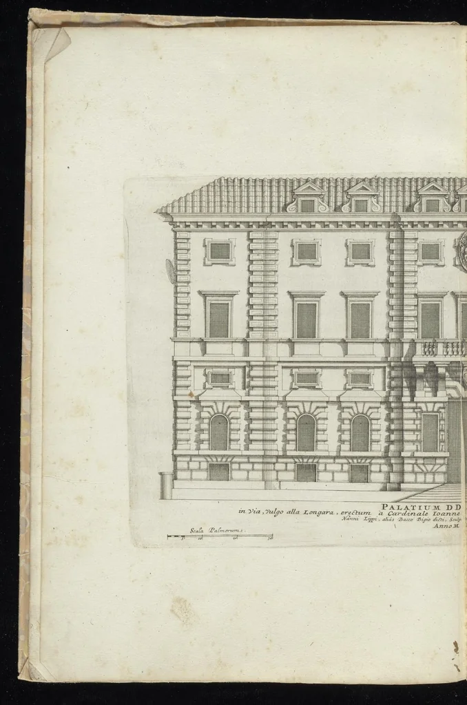An illustration from Palatiorum Romanorum à celeberrimis sui aevi architectis erectorum pars prima[-tertia], 1694, leaf 21