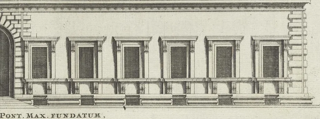 An illustration from Palatiorum Romanorum à celeberrimis sui aevi architectis erectorum pars prima[-tertia], 1694, leaf 30
