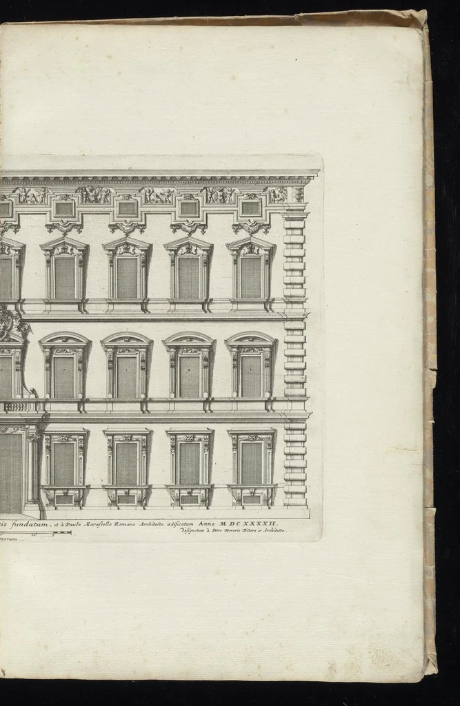 An illustration from Palatiorum Romanorum à celeberrimis sui aevi architectis erectorum pars prima[-tertia], 1694, leaf 34