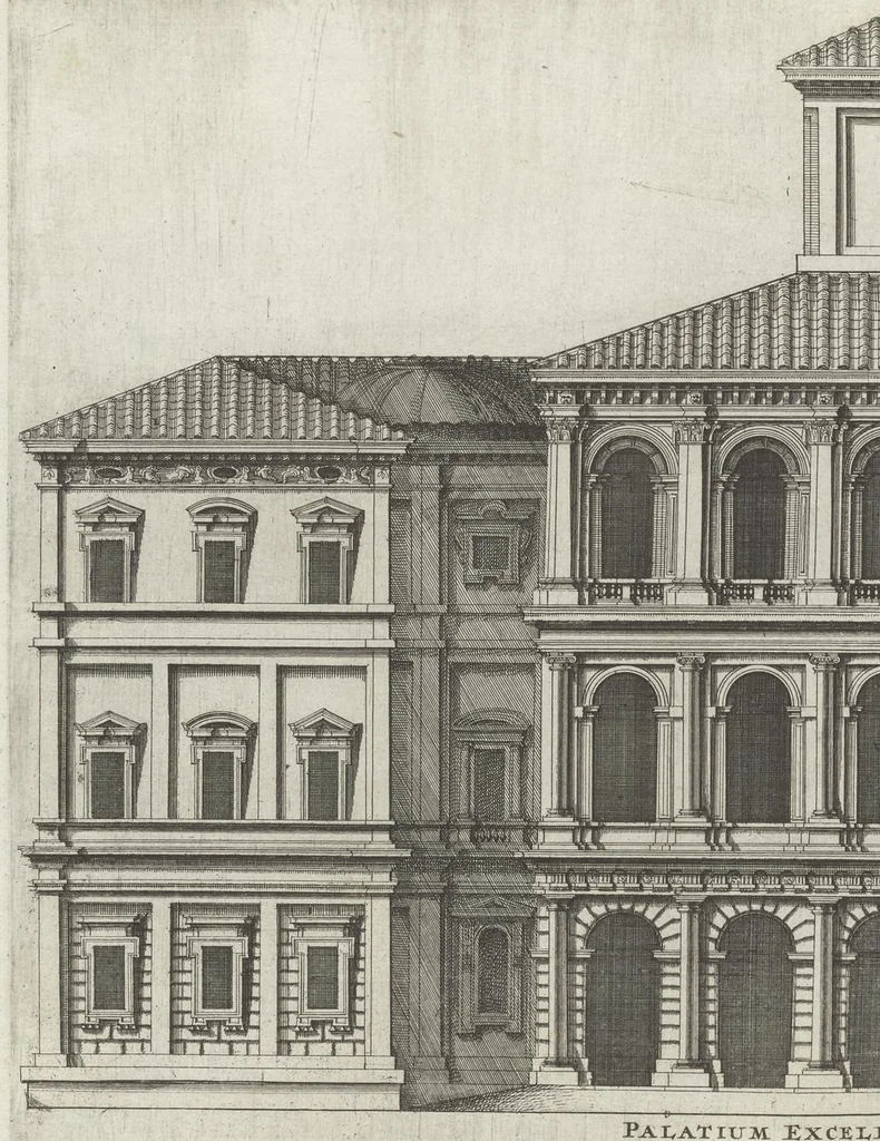An illustration from Palatiorum Romanorum à celeberrimis sui aevi architectis erectorum pars prima[-tertia], 1694, leaf 49