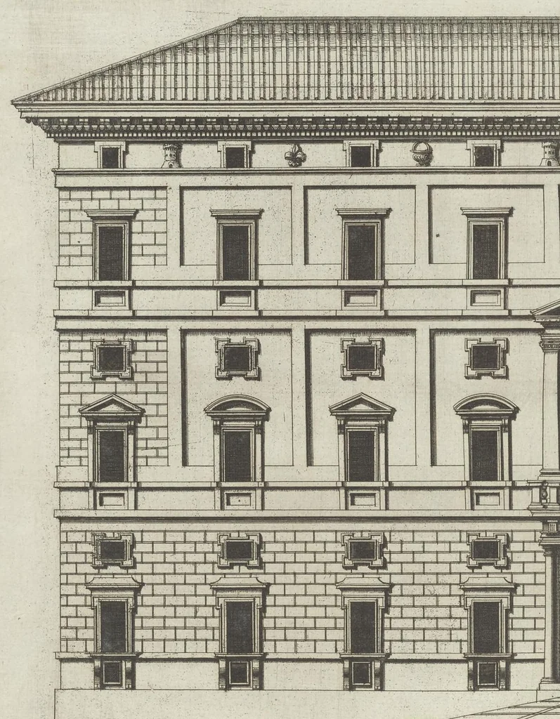 An illustration from Palatiorum Romanorum à celeberrimis sui aevi architectis erectorum pars prima[-tertia], 1694, leaf 87