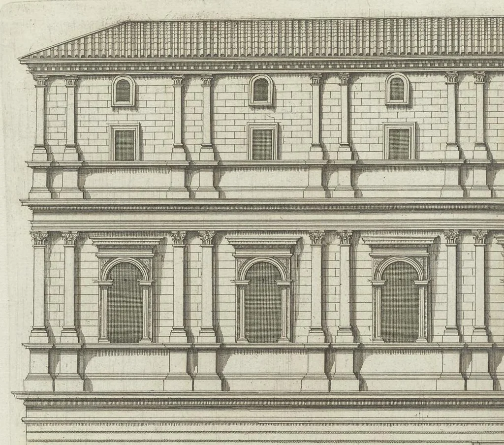 An illustration from Palatiorum Romanorum à celeberrimis sui aevi architectis erectorum pars prima[-tertia], 1694, leaf 9