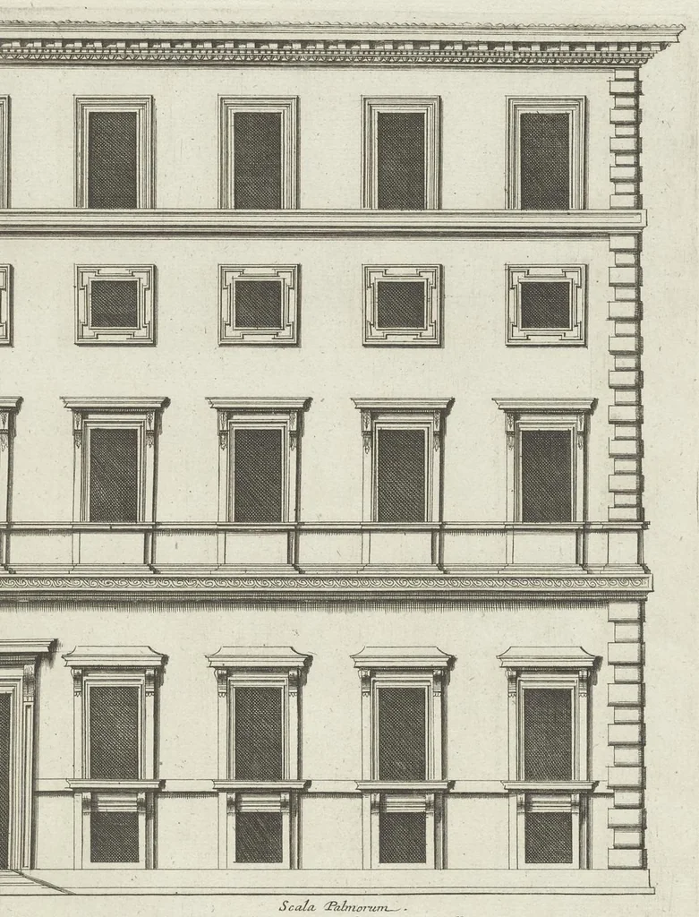 An illustration from Palatiorum Romanorum à celeberrimis sui aevi architectis erectorum pars prima[-tertia], 1694, leaf 92