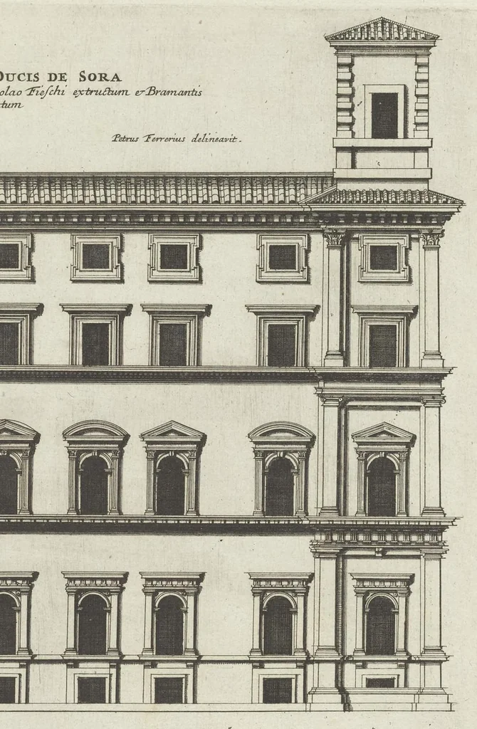 An illustration from Palatiorum Romanorum à celeberrimis sui aevi architectis erectorum pars prima[-tertia], 1694, leaf 96