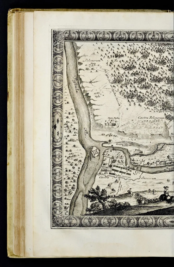An illustration from Samuelis liberi baronis de Pufendorf De rebus a Carolo Gustavo Sveciae rege gestis commentariorum libri septem : elegantissimis tabulis aeneis exornati, cum triplici indice, 1696, leaf 173
