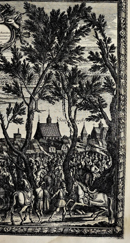 An illustration from Samuelis liberi baronis de Pufendorf De rebus a Carolo Gustavo Sveciae rege gestis commentariorum libri septem : elegantissimis tabulis aeneis exornati, cum triplici indice, 1696, leaf 474