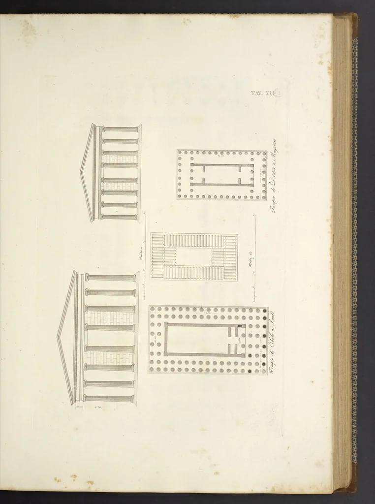 An illustration from L'architettura antica descritta e dimostrata coi monumenti ... : opera divisa in tre sezioni risguardanti la storia, la teorica, e le pratiche dell' architettura egiziana, greca e romana, 1830, leaf 100
