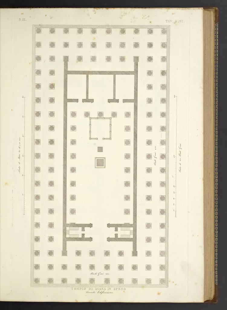 An illustration from L'architettura antica descritta e dimostrata coi monumenti ... : opera divisa in tre sezioni risguardanti la storia, la teorica, e le pratiche dell' architettura egiziana, greca e romana, 1830, leaf 110