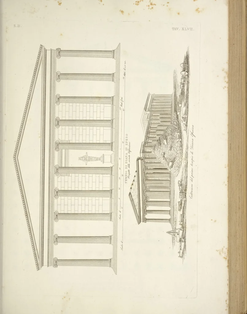 An illustration from L'architettura antica descritta e dimostrata coi monumenti ... : opera divisa in tre sezioni risguardanti la storia, la teorica, e le pratiche dell' architettura egiziana, greca e romana, 1830, leaf 112