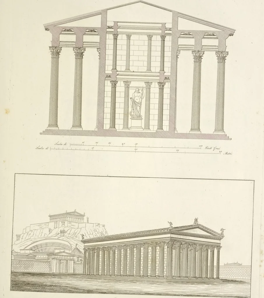 An illustration from L'architettura antica descritta e dimostrata coi monumenti ... : opera divisa in tre sezioni risguardanti la storia, la teorica, e le pratiche dell' architettura egiziana, greca e romana, 1830, leaf 116