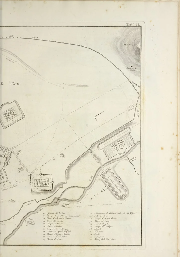 An illustration from L'architettura antica descritta e dimostrata coi monumenti ... : opera divisa in tre sezioni risguardanti la storia, la teorica, e le pratiche dell' architettura egiziana, greca e romana, 1830, leaf 12